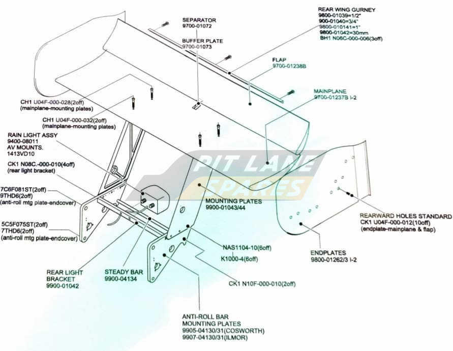 REAR WING ASSEMBLY Diagram